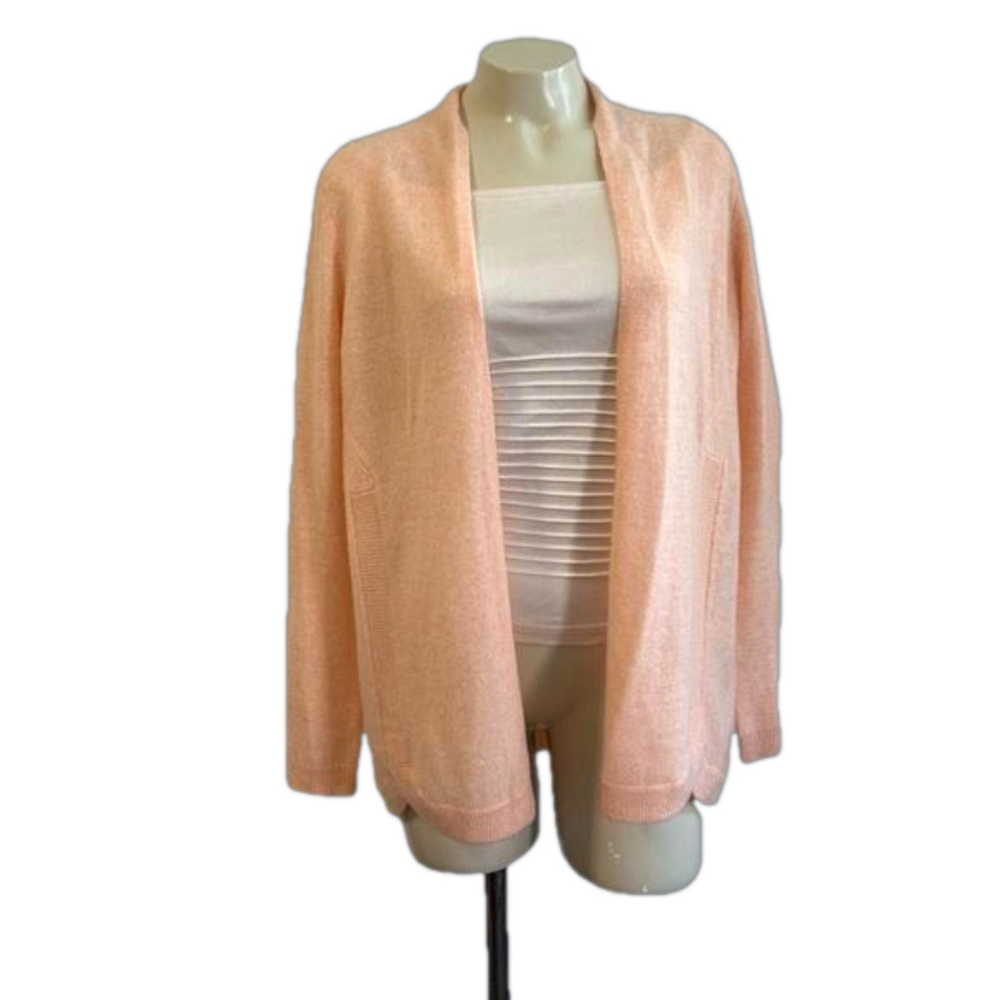 Sara Campbell 100% Cashmere open front peach color cardigan XS